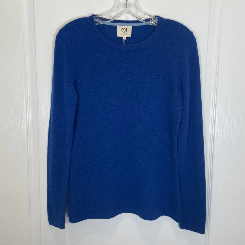 100% Cashmere Pullover Sweater Cobalt Blue Crew / Round Neck M
